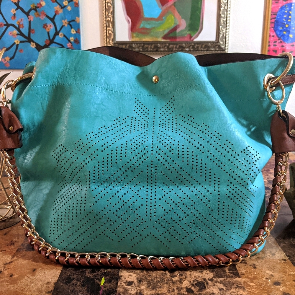 Cato turquoise/robins egg blue faux leather purse